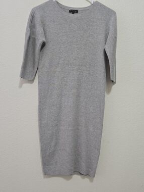 Massimo Dutti Light Gray Ribbed Midi Dress S